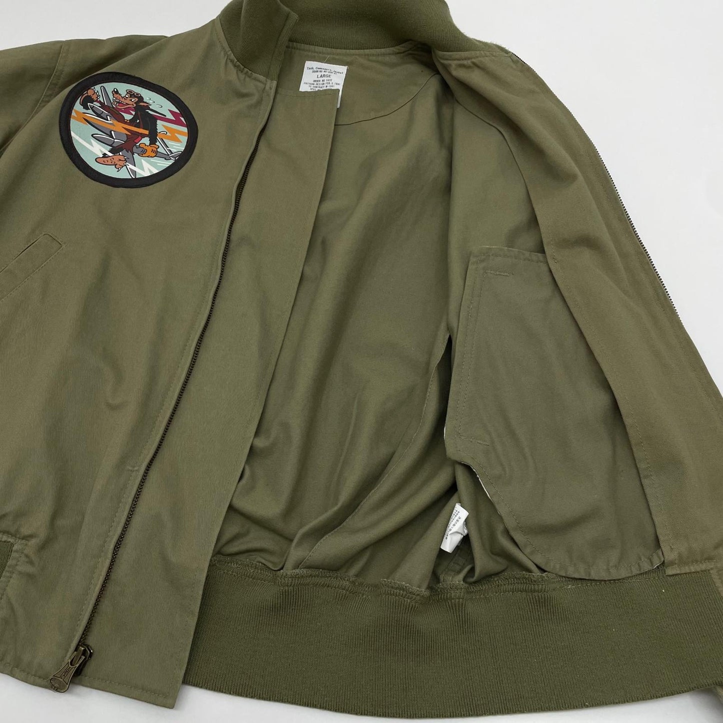 【中古】HOUSTON | ヒューストン タンカース スコードロンパッチ　ミリタリージャケット カーキ サイズ：L【尾張小牧店】
