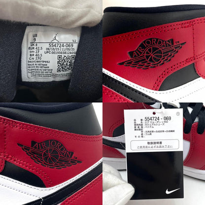 【中古】NIKE | ナイキ Air Jordan 1 Mid "Chicago Black Toe"/エアジョーダン1 ミッド "シカゴ ブラックトゥ"　スニーカー 靴　554724-069 レッド×ブラック×ホワイト 27cm【尾張小牧店】