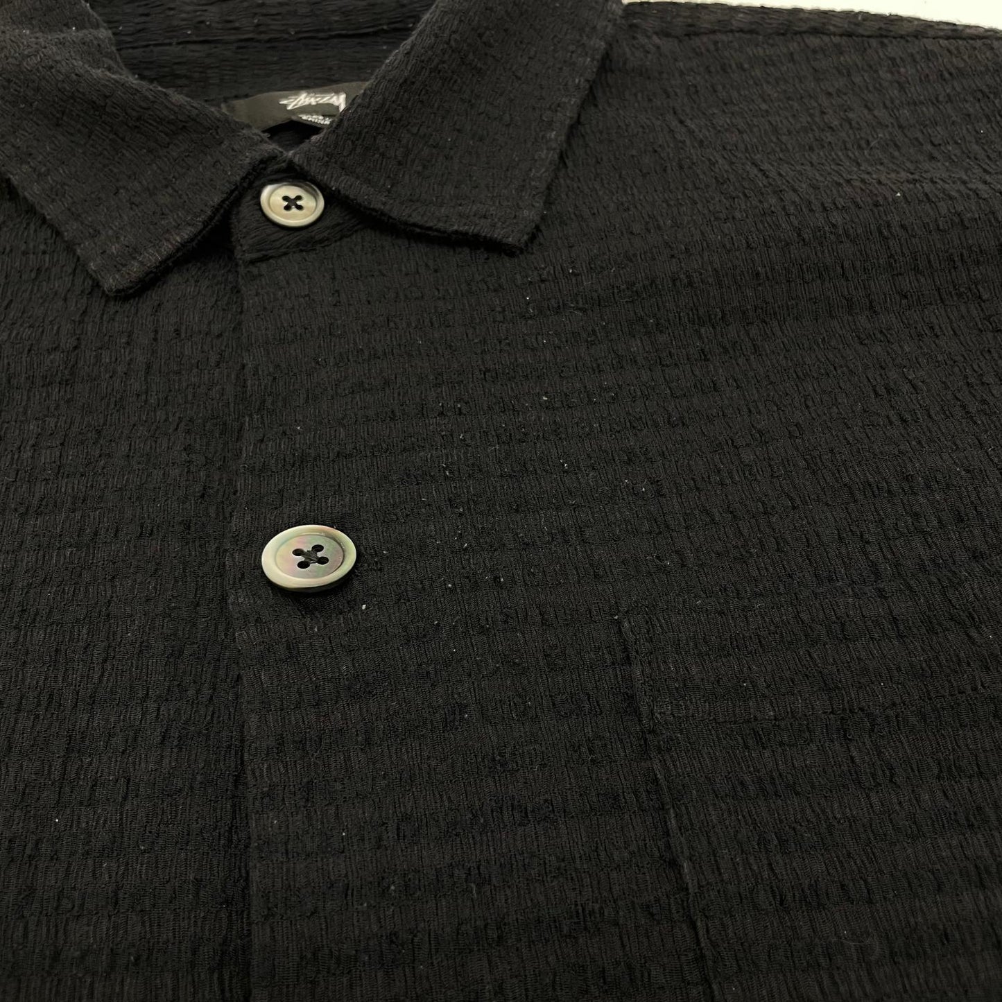 【中古】STUSSY | ステューシー Flat Bottom Crinkled 半袖シャツ ブラック サイズ：L【尾張小牧店】