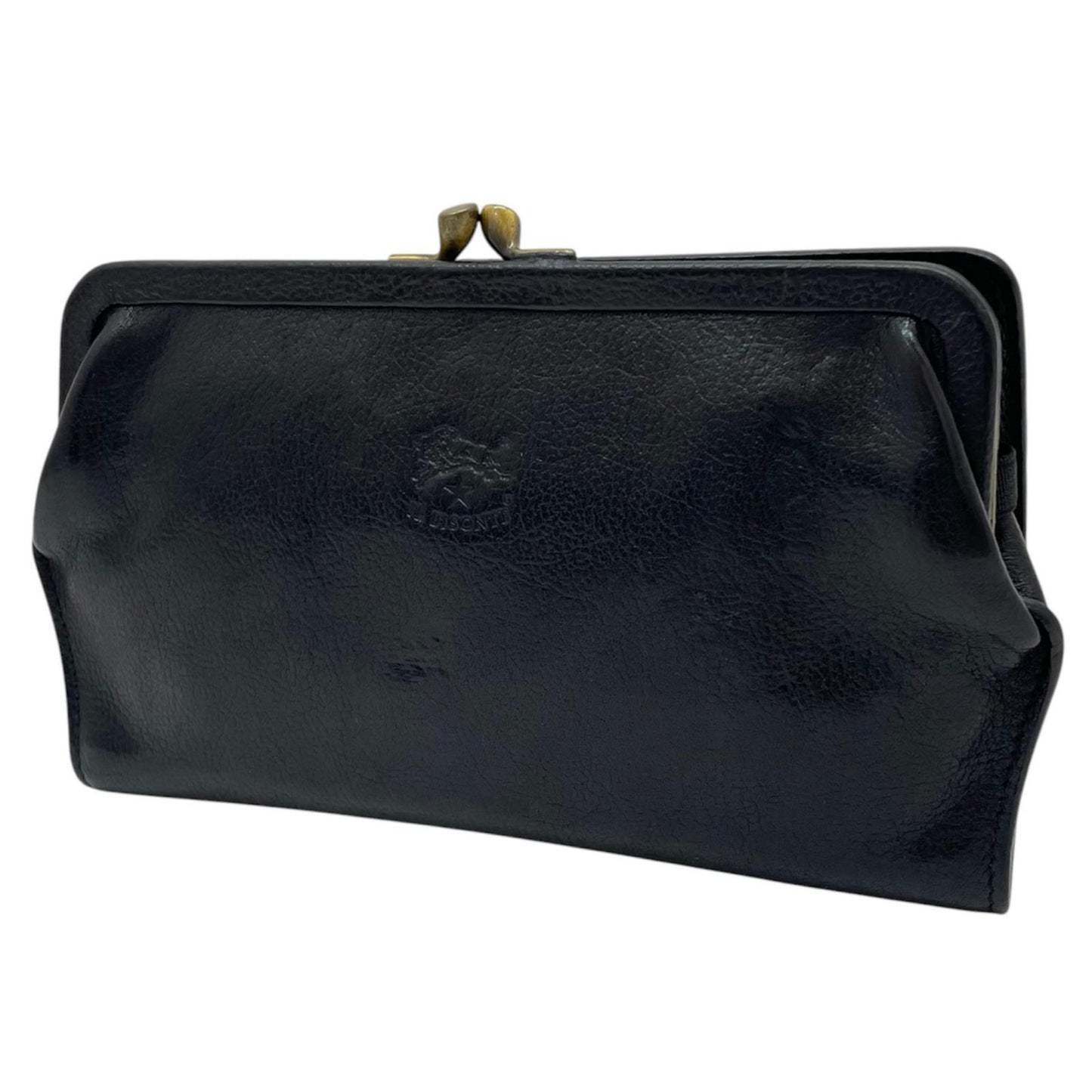 【中古】IL BISONTE | イルビゾンテ がま口長財布 ブラック【尾張小牧店】