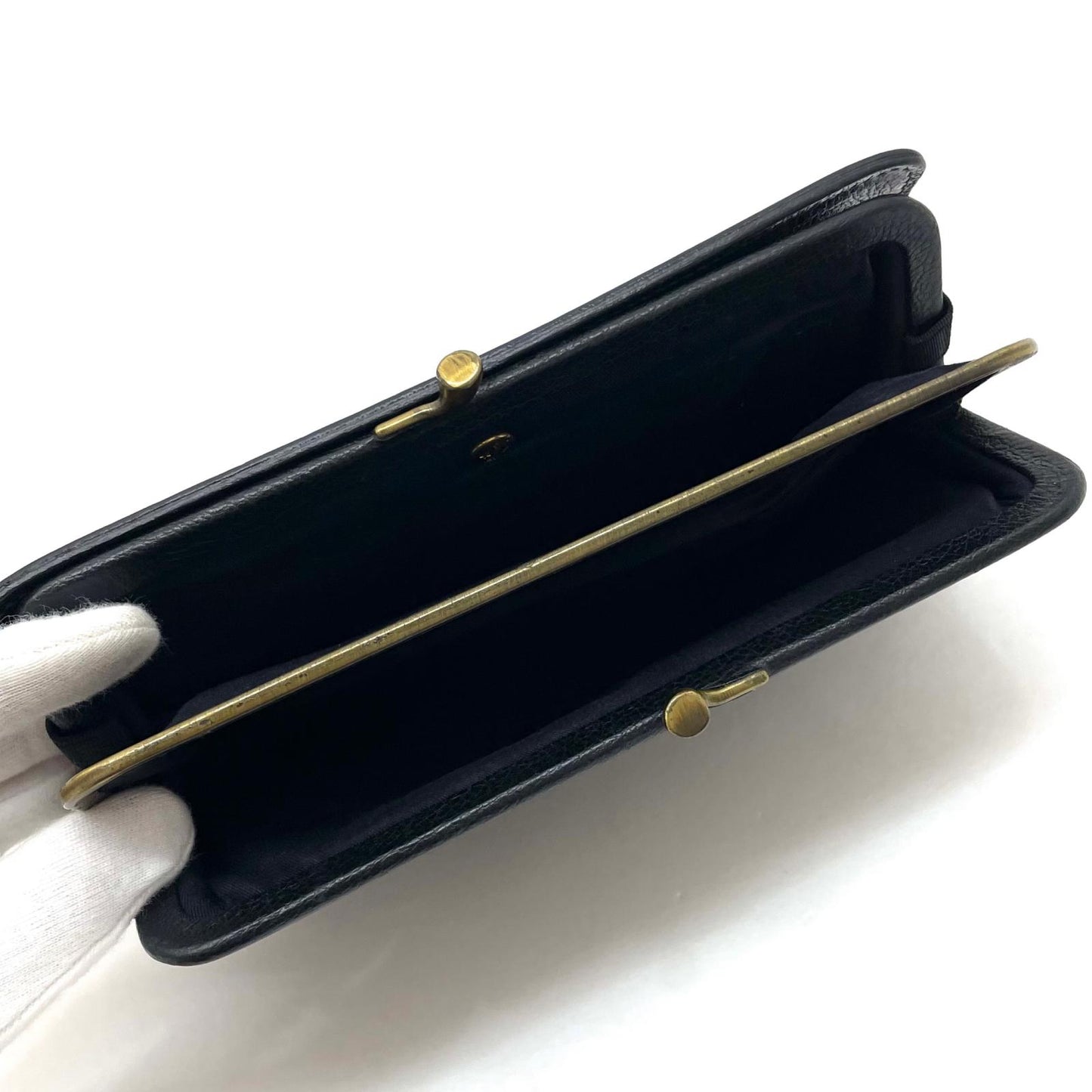 【中古】IL BISONTE | イルビゾンテ がま口長財布 ブラック【尾張小牧店】