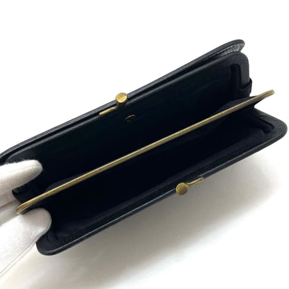 【中古】IL BISONTE | イルビゾンテ がま口長財布 ブラック【尾張小牧店】