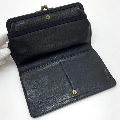 【中古】IL BISONTE | イルビゾンテ がま口長財布 ブラック【尾張小牧店】