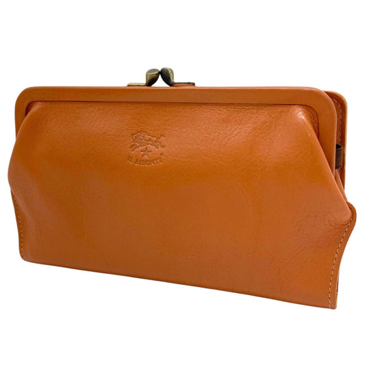 【中古】IL BISONTE | イルビゾンテ がま口長財布 ブラウン【尾張小牧店】