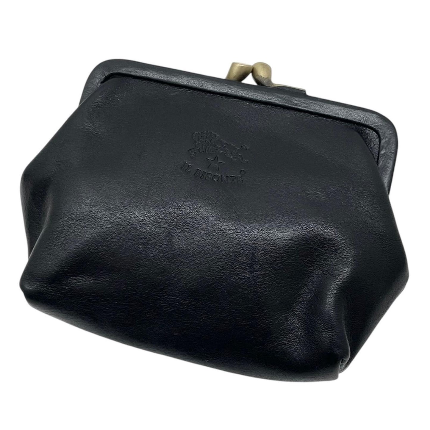 【中古】IL BISONTE | イルビゾンテ　がま口財布 コインケース ブラック【尾張小牧店】