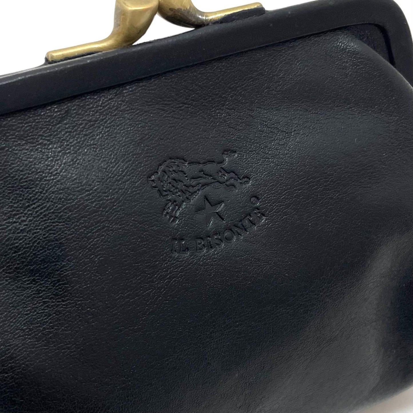 【中古】IL BISONTE | イルビゾンテ　がま口財布 コインケース ブラック【尾張小牧店】
