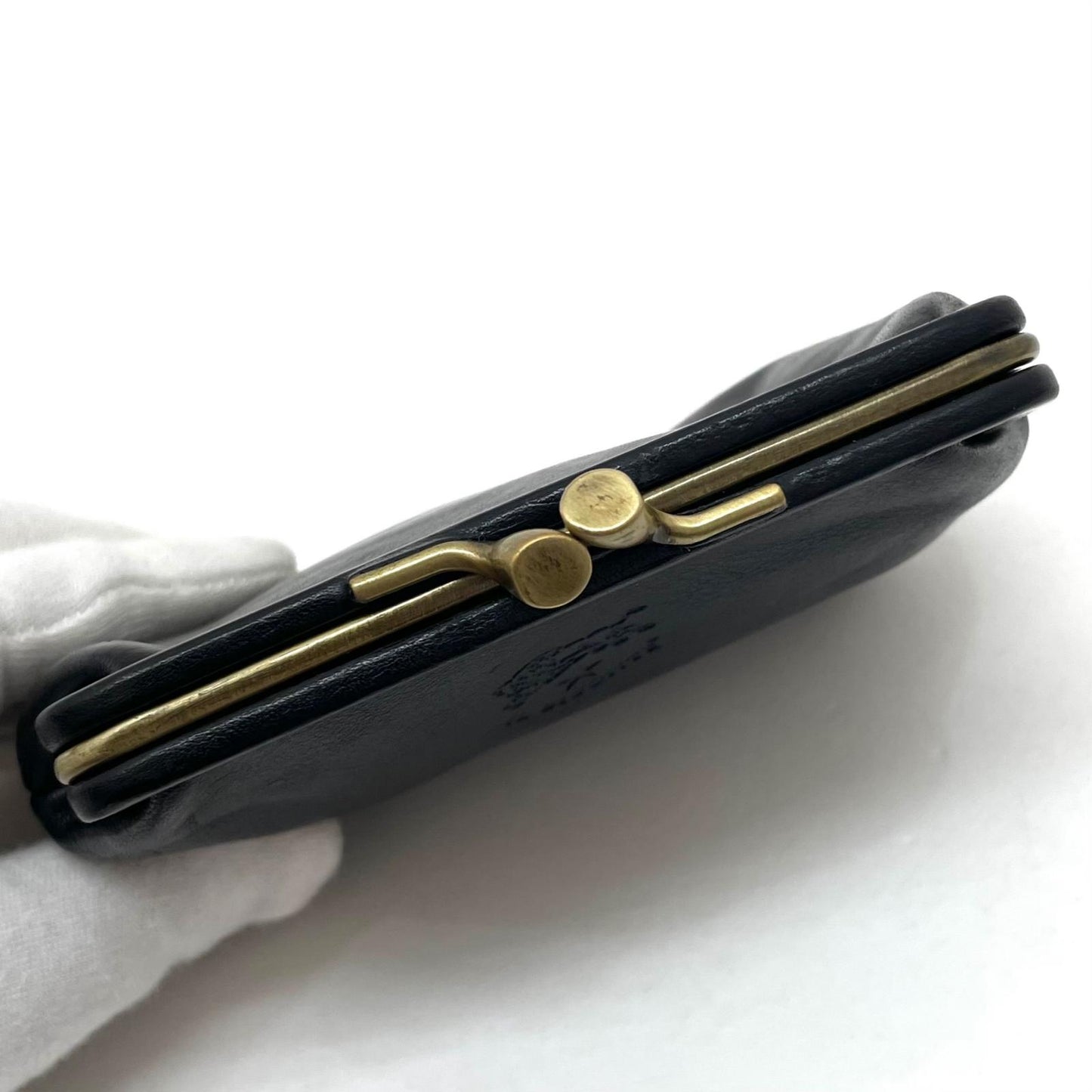 【中古】IL BISONTE | イルビゾンテ　がま口財布 コインケース ブラック【尾張小牧店】