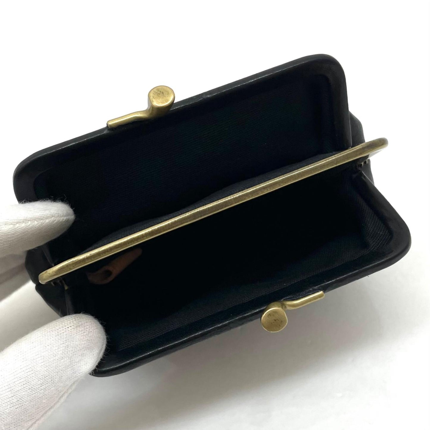 【中古】IL BISONTE | イルビゾンテ　がま口財布 コインケース ブラック【尾張小牧店】