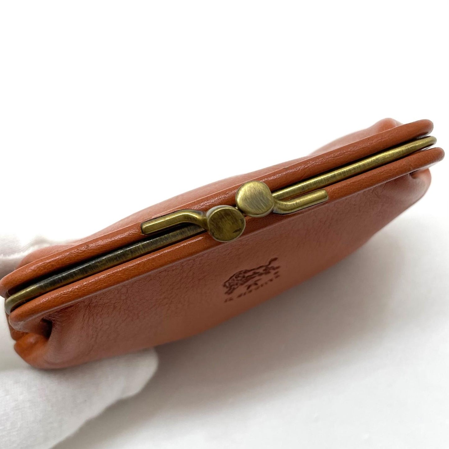 【中古】IL BISONTE | イルビゾンテ　がま口財布 コインケース ブラウン【尾張小牧店】