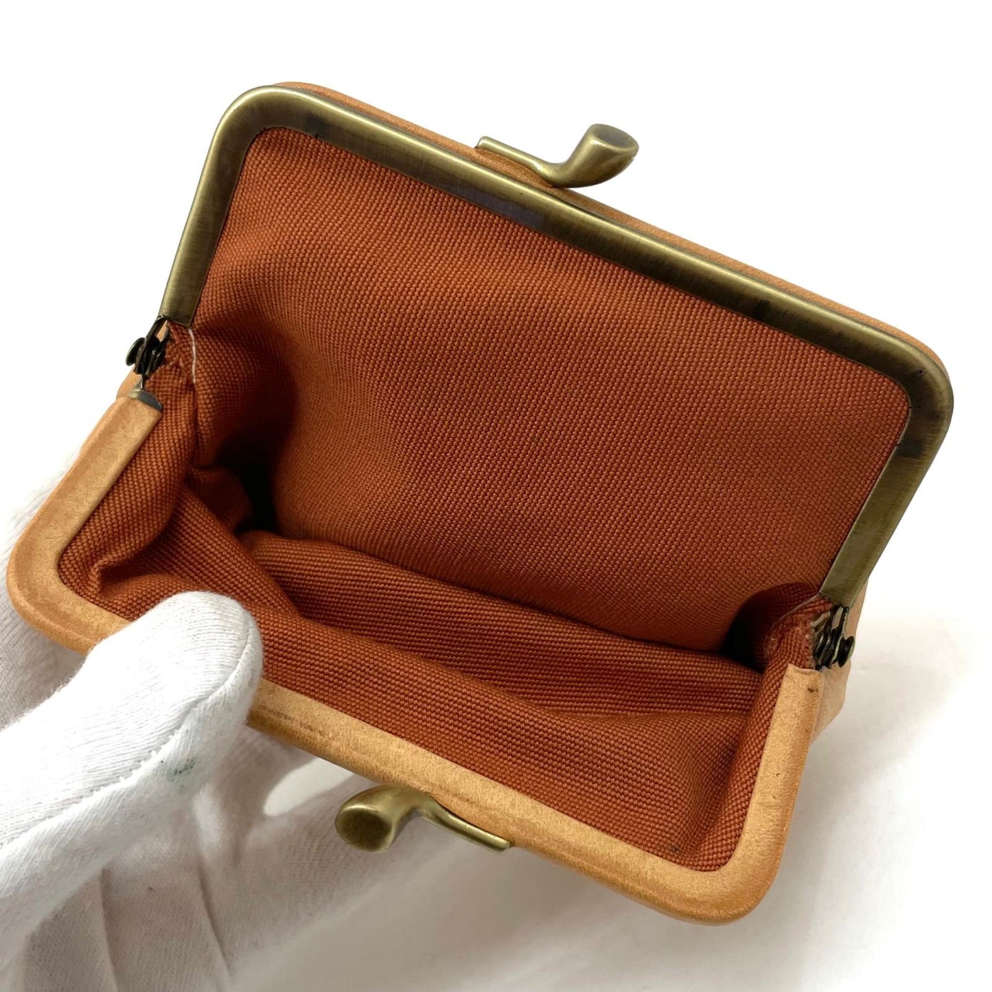【中古】IL BISONTE | イルビゾンテ　がま口財布 コインケース ベージュ【尾張小牧店】