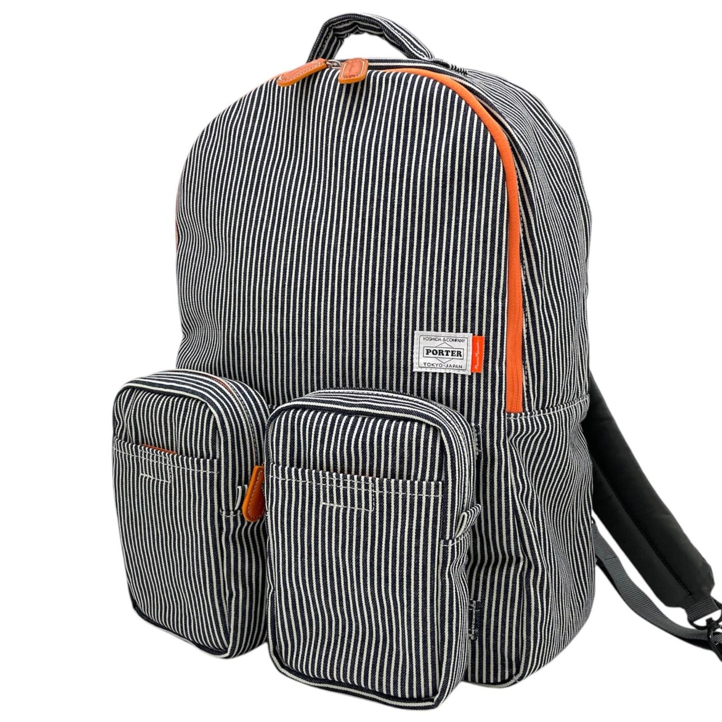 【中古】PORTER×Marc Newson | ポーター×マーク・ニューソン YOSHIDA & Co. 90th Anniversary Project 010　DAYPACK　リュックサック・デイパック 386-26181　ヒッコリー×シルバーグレー【尾張小牧店】