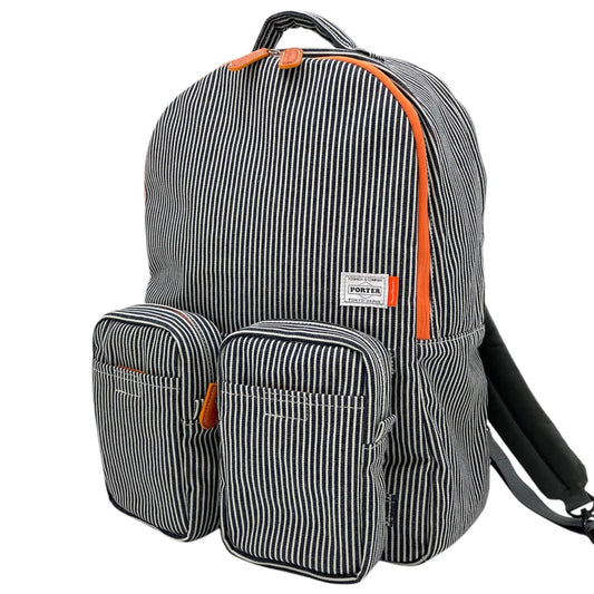 【中古】PORTER×Marc Newson | ポーター×マーク・ニューソン YOSHIDA & Co. 90th Anniversary Project 010　DAYPACK　リュックサック・デイパック 386-26181　ヒッコリー×シルバーグレー【尾張小牧店】