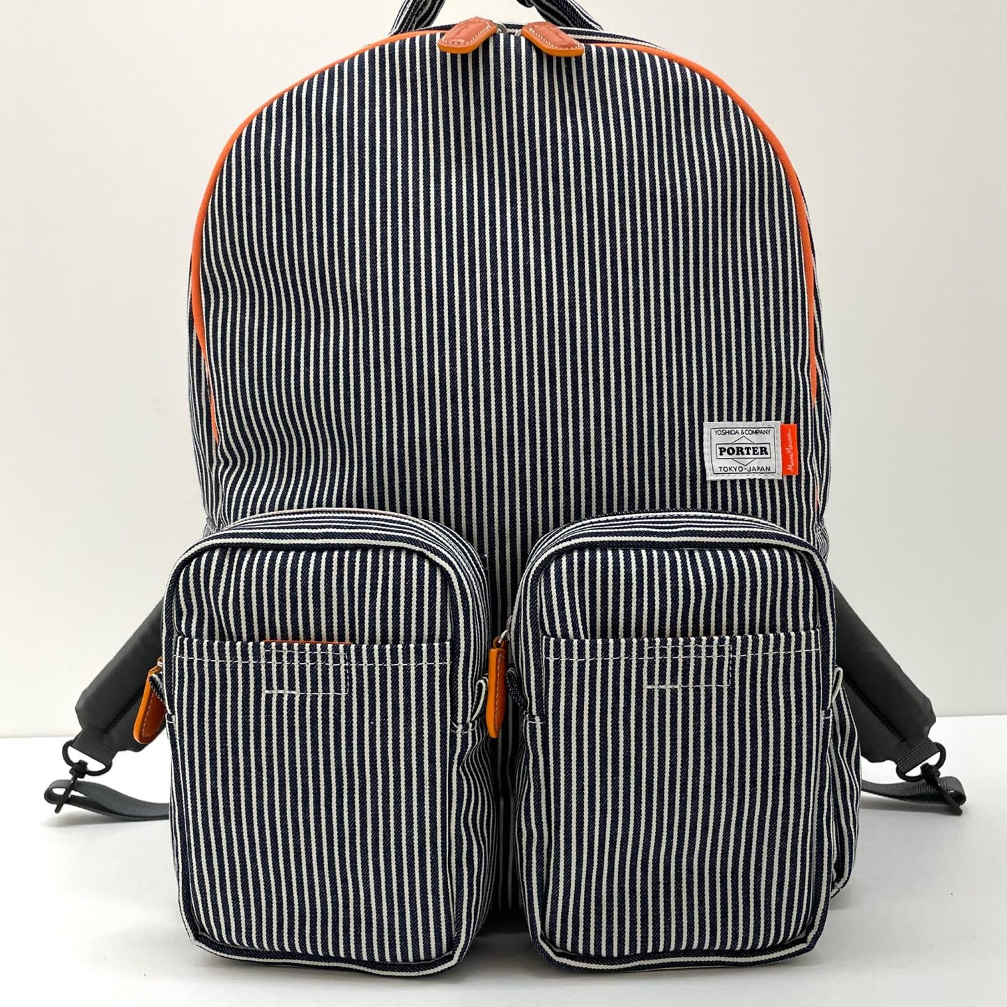【中古】PORTER×Marc Newson | ポーター×マーク・ニューソン YOSHIDA & Co. 90th Anniversary Project 010　DAYPACK　リュックサック・デイパック 386-26181　ヒッコリー×シルバーグレー【尾張小牧店】