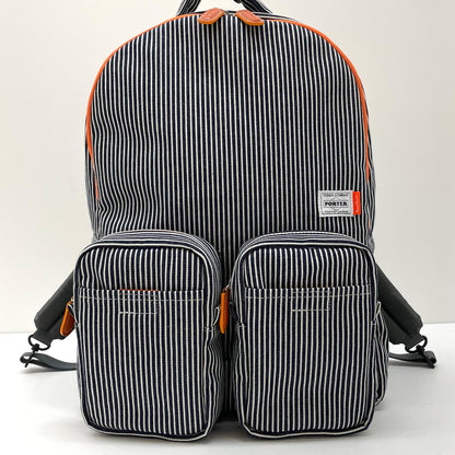 【中古】PORTER×Marc Newson | ポーター×マーク・ニューソン YOSHIDA & Co. 90th Anniversary Project 010　DAYPACK　リュックサック・デイパック 386-26181　ヒッコリー×シルバーグレー【尾張小牧店】