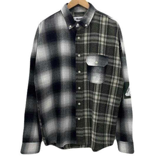 【中古】PALACE SKATEBOARDS | パレススケートボード PATCHY FLANNEL SHIRT チェック柄長袖シャツ ブラック×グレー×グリーン サイズ：S【尾張小牧店】