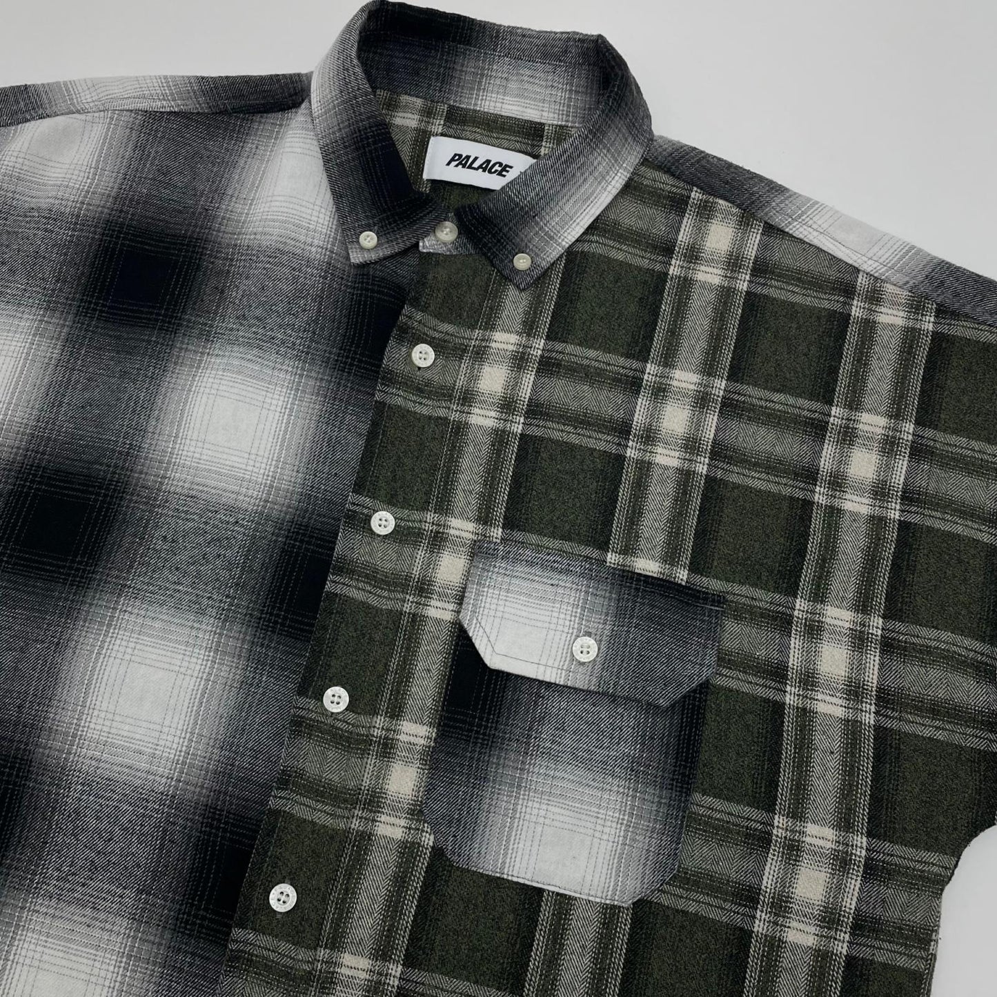 【中古】PALACE SKATEBOARDS | パレススケートボード PATCHY FLANNEL SHIRT チェック柄長袖シャツ ブラック×グレー×グリーン サイズ：S【尾張小牧店】