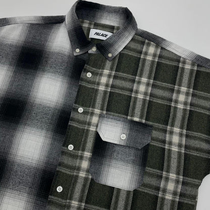 【中古】PALACE SKATEBOARDS | パレススケートボード PATCHY FLANNEL SHIRT チェック柄長袖シャツ ブラック×グレー×グリーン サイズ：S【尾張小牧店】