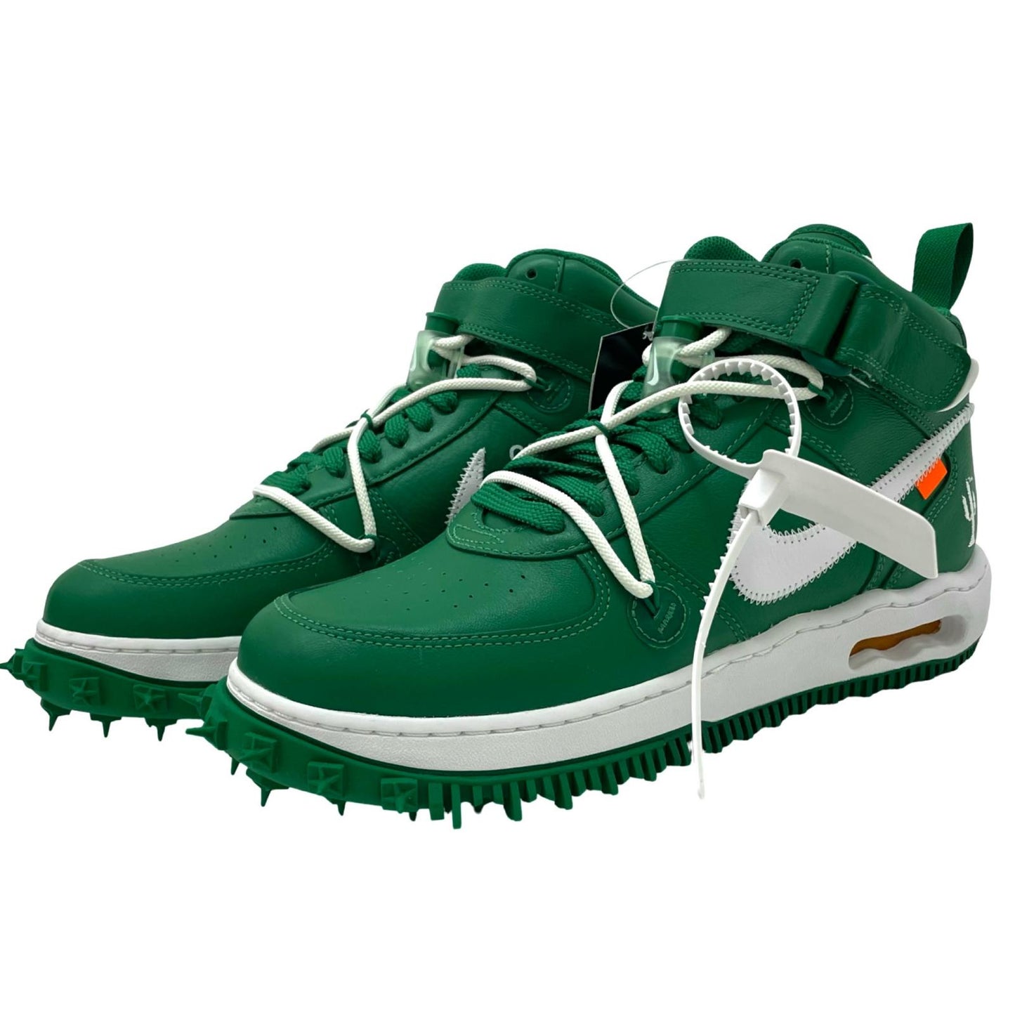 【中古】NIKE×Off-White | ナイキ×オフホワイト Air Force 1 Mid SP LTHR "Pine Green"/エアフォース1 ミッド SP LTHR "パイングリーン" スニーカー 靴 DR0500-300 グリーン 27.5cm【尾張小牧店】