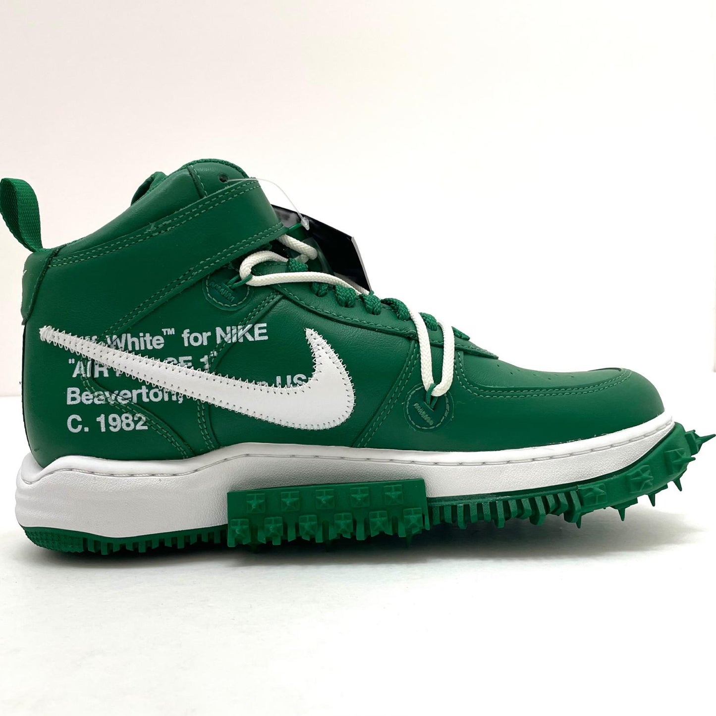 【中古】NIKE×Off-White | ナイキ×オフホワイト Air Force 1 Mid SP LTHR "Pine Green"/エアフォース1 ミッド SP LTHR "パイングリーン" スニーカー 靴 DR0500-300 グリーン 27.5cm【尾張小牧店】