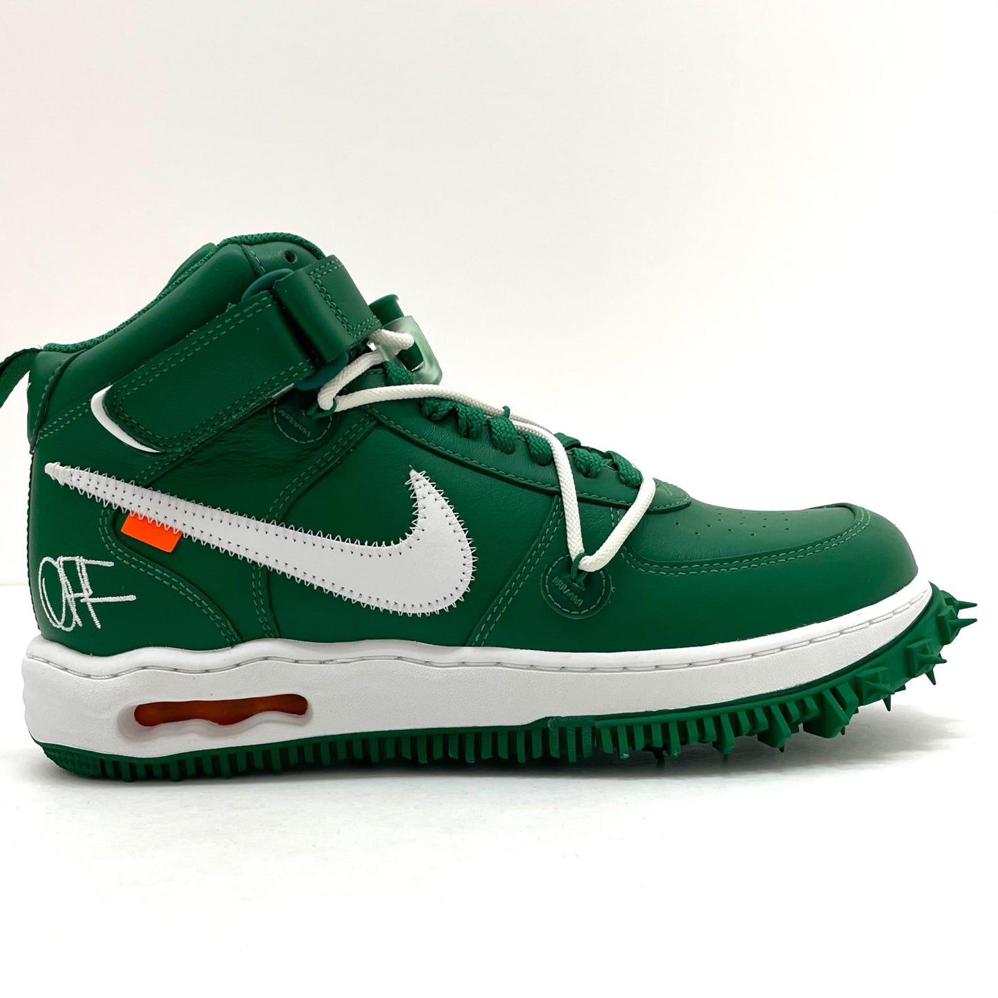 【中古】NIKE×Off-White | ナイキ×オフホワイト Air Force 1 Mid SP LTHR "Pine Green"/エアフォース1 ミッド SP LTHR "パイングリーン" スニーカー 靴 DR0500-300 グリーン 27.5cm【尾張小牧店】