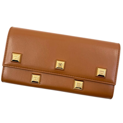 【中古】Salvatore Ferragamo | サルヴァトーレフェラガモ スタッズガンチーニ 二つ折り 長財布 ブラウン【尾張小牧店】