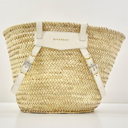 【中古】GIVENCHY | ジバンシィ VOYOU ヴォワイユー ラフィア バスケット トートバッグ ベージュ【尾張小牧店】