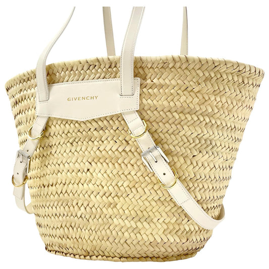 【中古】GIVENCHY | ジバンシィ VOYOU ヴォワイユー ラフィア バスケット トートバッグ ベージュ【尾張小牧店】