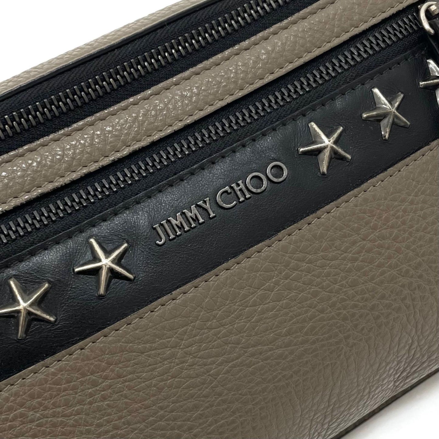 【中古】JIMMY CHOO | ジミーチュウ　オスカー スタースタッズ　ボディバッグ ウエストポーチ　グレー【尾張小牧店】