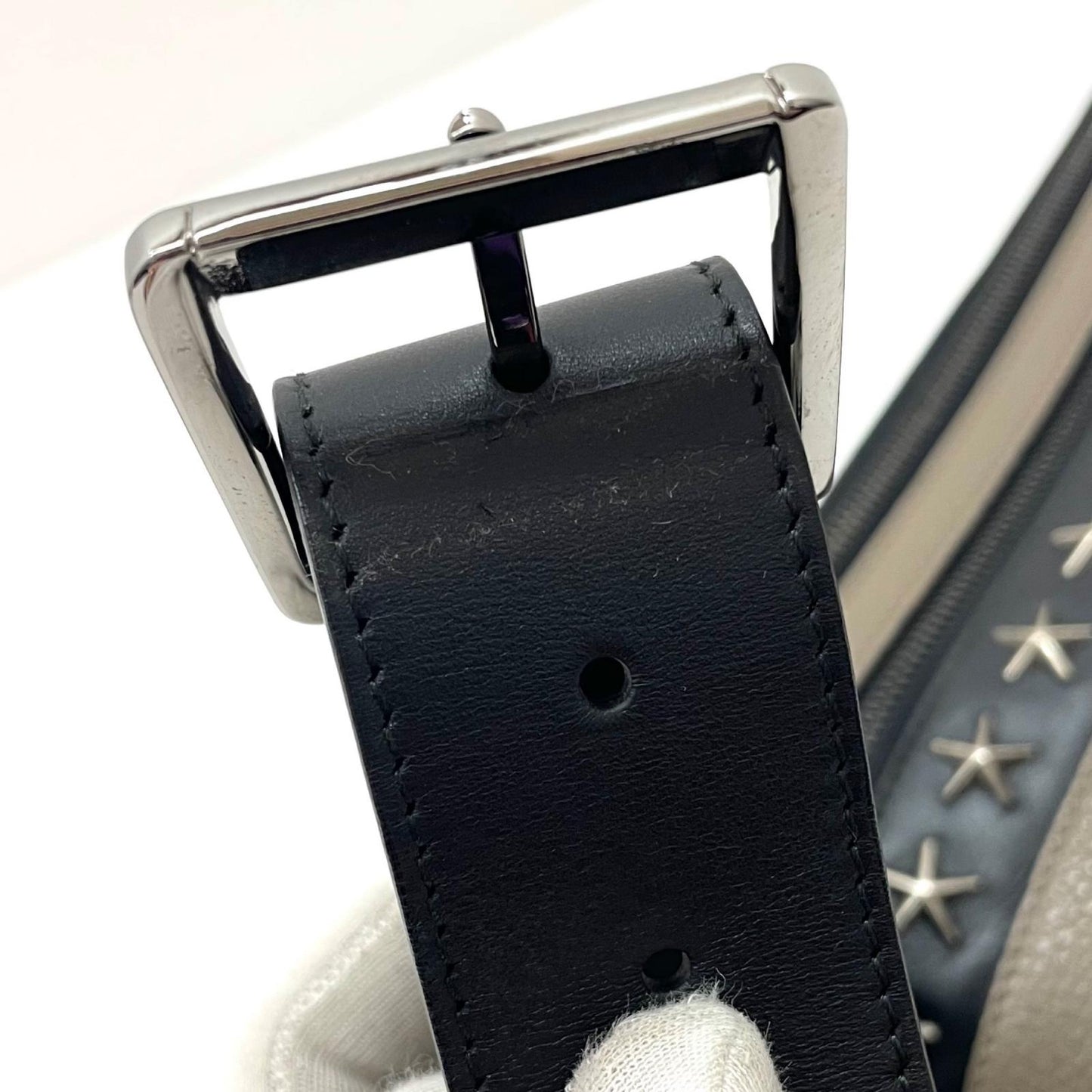 【中古】JIMMY CHOO | ジミーチュウ　オスカー スタースタッズ　ボディバッグ ウエストポーチ　グレー【尾張小牧店】
