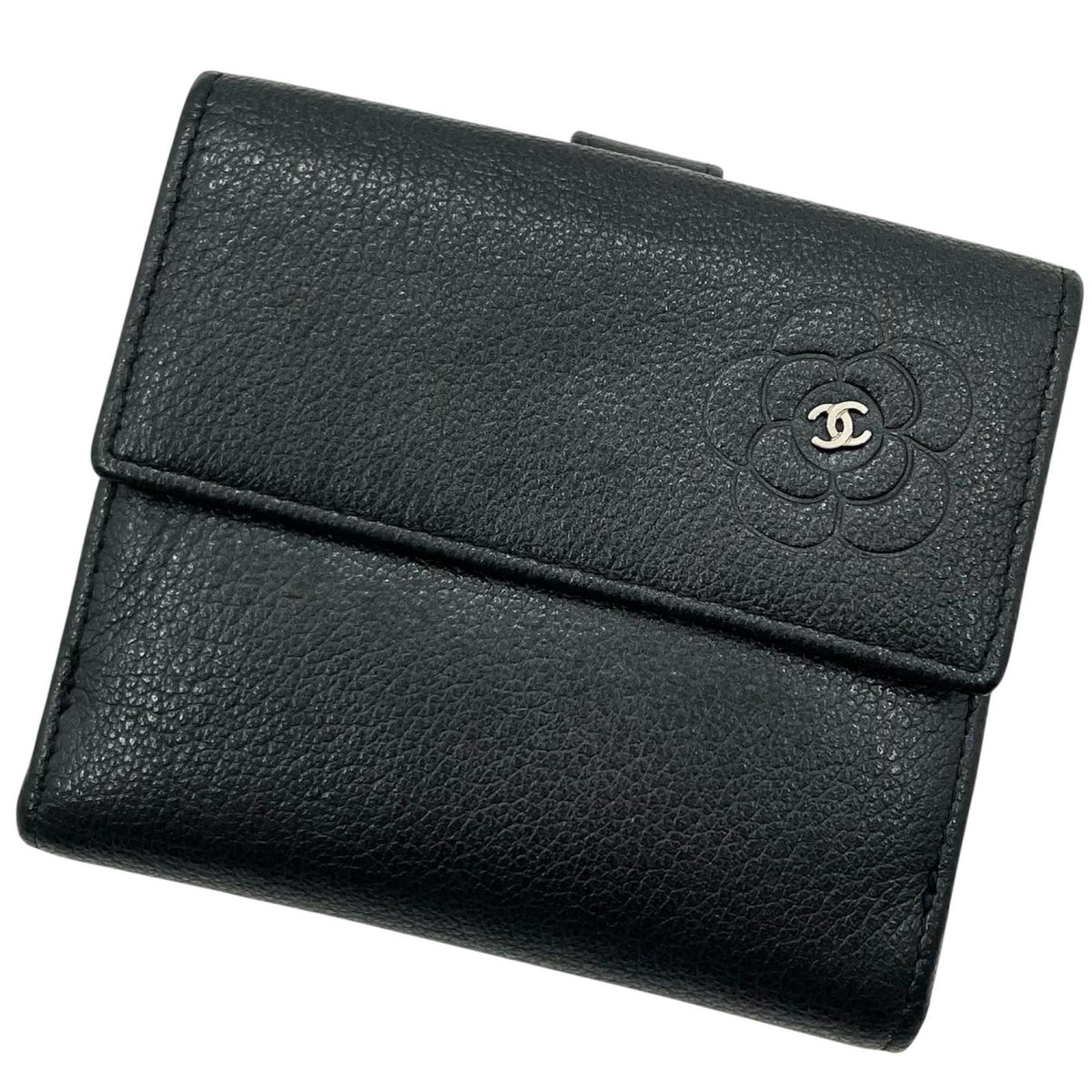 【中古】CHANEL | シャネル バタフライカメリア ココマーク 二つ折り財布 ブラック【尾張小牧店】