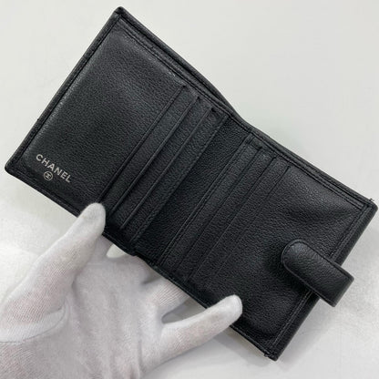 【中古】CHANEL | シャネル バタフライカメリア ココマーク 二つ折り財布 ブラック【尾張小牧店】