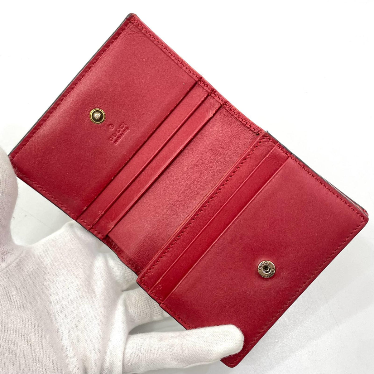 【中古】GUCCI | グッチ GGスプリーム チェリー コンパクトウォレット 二つ折り財布 476050･525040 レッド×ベージュ【尾張小牧店】