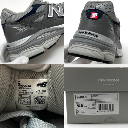 【中古】NEW BALANCE | ニューバランス 990V3 スニーカー 靴　M990GJ3 グレー 26cm【尾張小牧店】