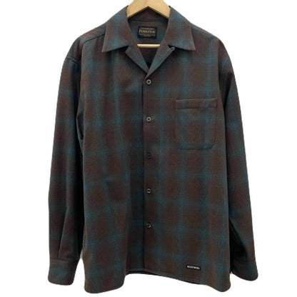 【中古】WACKOMARIA | ワコマリア　PENDOLTON WOOL OMBRE CHECK OPEN COLLAR SHIRT　チャック柄 長袖シャツ ブラウン×ブルー サイズ：L【尾張小牧店】