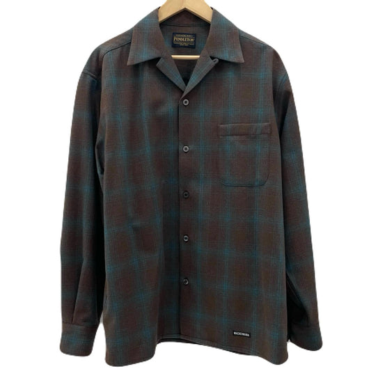 【中古】WACKOMARIA | ワコマリア　PENDOLTON WOOL OMBRE CHECK OPEN COLLAR SHIRT　チャック柄 長袖シャツ ブラウン×ブルー サイズ：L【尾張小牧店】