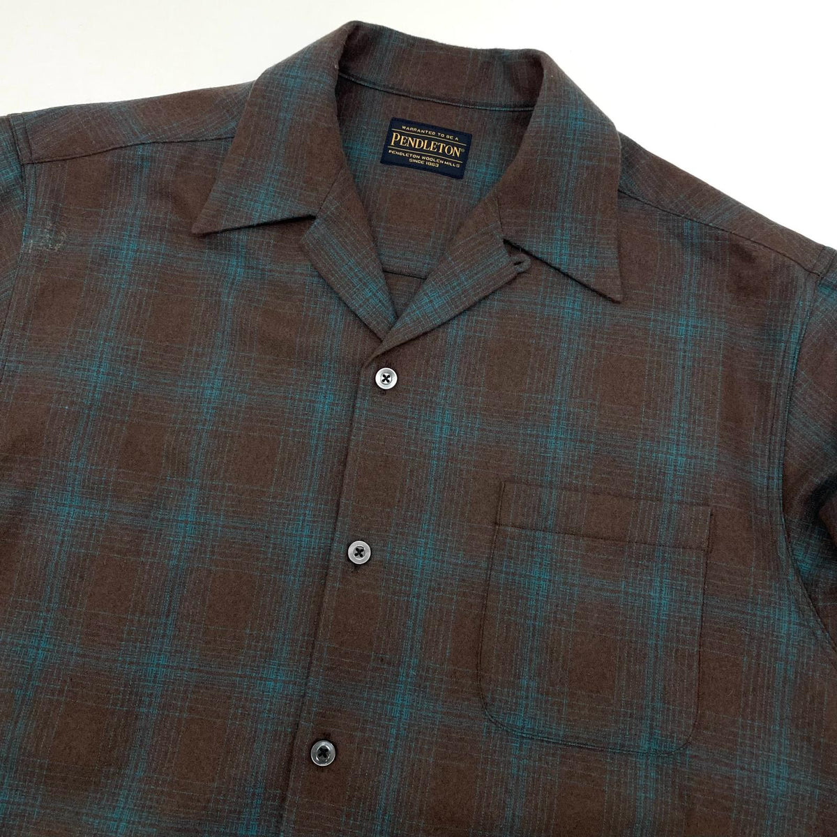 【中古】WACKOMARIA | ワコマリア　PENDOLTON WOOL OMBRE CHECK OPEN COLLAR SHIRT　チャック柄 長袖シャツ ブラウン×ブルー サイズ：L【尾張小牧店】