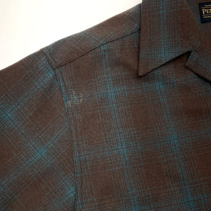 【中古】WACKOMARIA | ワコマリア　PENDOLTON WOOL OMBRE CHECK OPEN COLLAR SHIRT　チャック柄 長袖シャツ ブラウン×ブルー サイズ：L【尾張小牧店】
