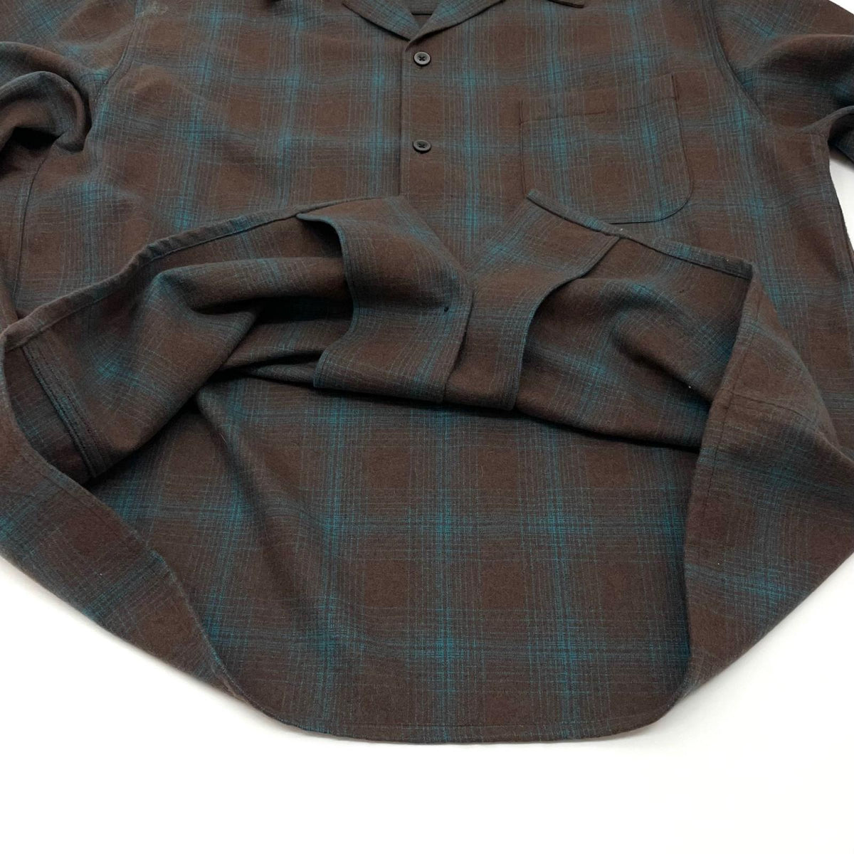 【中古】WACKOMARIA | ワコマリア　PENDOLTON WOOL OMBRE CHECK OPEN COLLAR SHIRT　チャック柄 長袖シャツ ブラウン×ブルー サイズ：L【尾張小牧店】