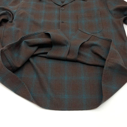 【中古】WACKOMARIA | ワコマリア　PENDOLTON WOOL OMBRE CHECK OPEN COLLAR SHIRT　チャック柄 長袖シャツ ブラウン×ブルー サイズ：L【尾張小牧店】