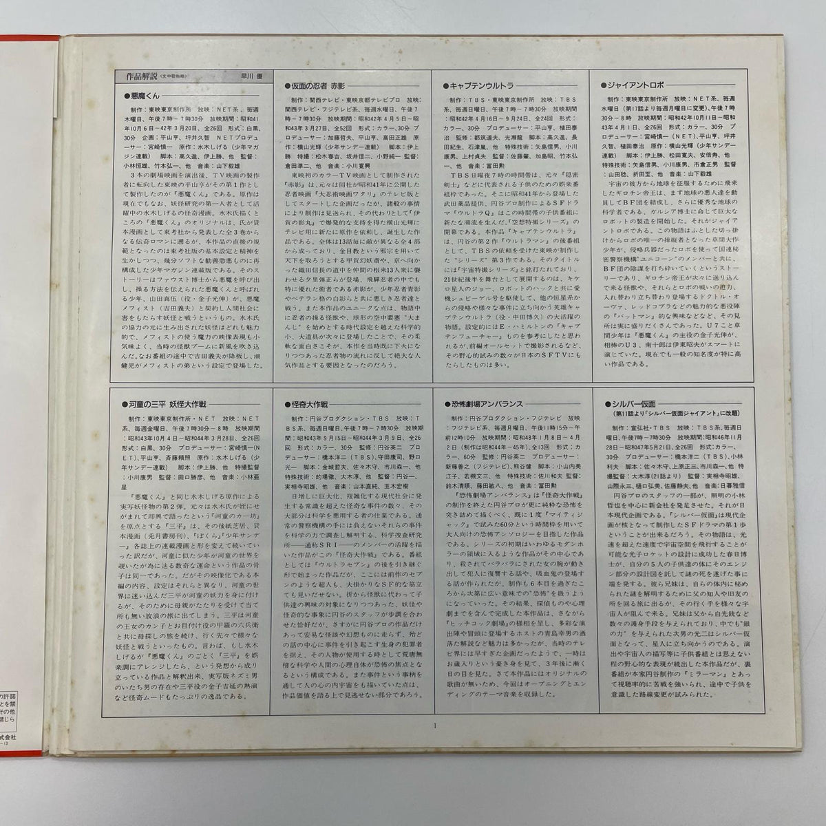 【尾張小牧店】キングレコード LP SF特撮TV主題歌全集 Since 1966-1974 K18G-7356 レコード 【レトロ】【中古】