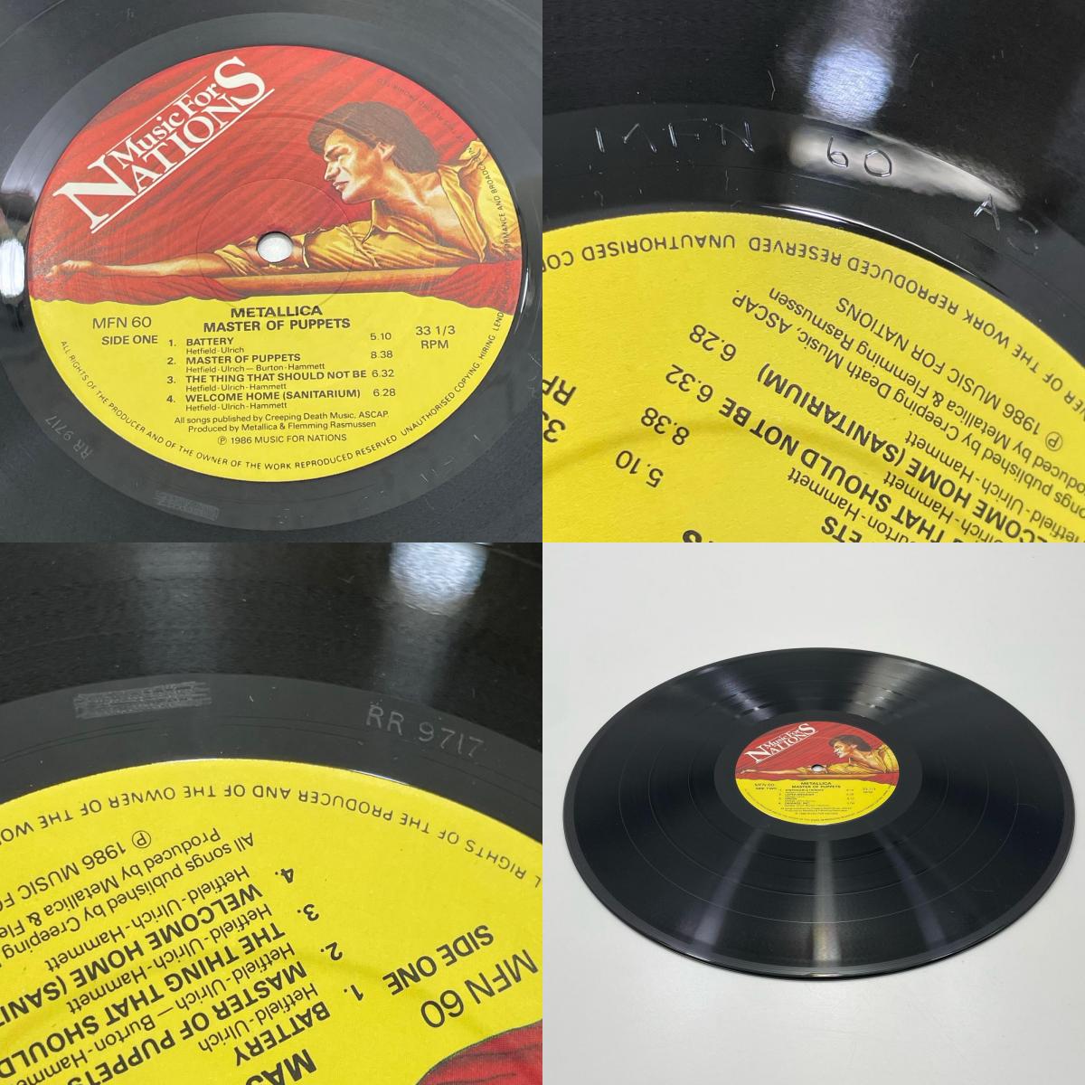 【尾張小牧店】LP METALLICA メタリカ MASTER OF PUPPETS 1986年UKオリジナル最初期盤 MFN60/RR9717 当時モノ幻の1986ツアー告知・注文用紙付属【レトロ】