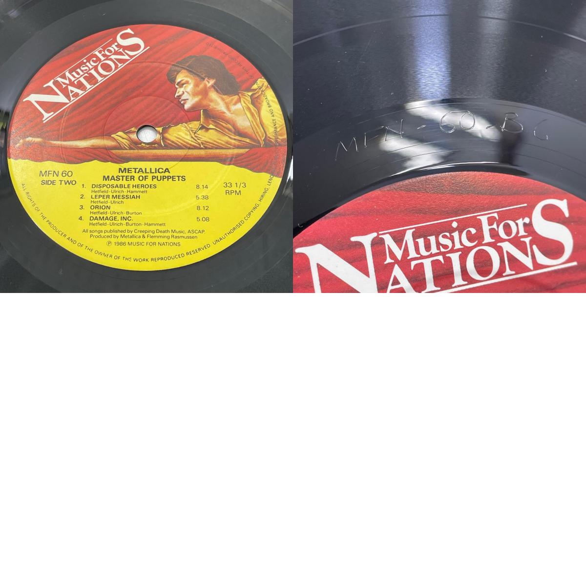 【尾張小牧店】LP METALLICA メタリカ MASTER OF PUPPETS 1986年UKオリジナル最初期盤 MFN60/RR9717 当時モノ幻の1986ツアー告知・注文用紙付属【レトロ】
