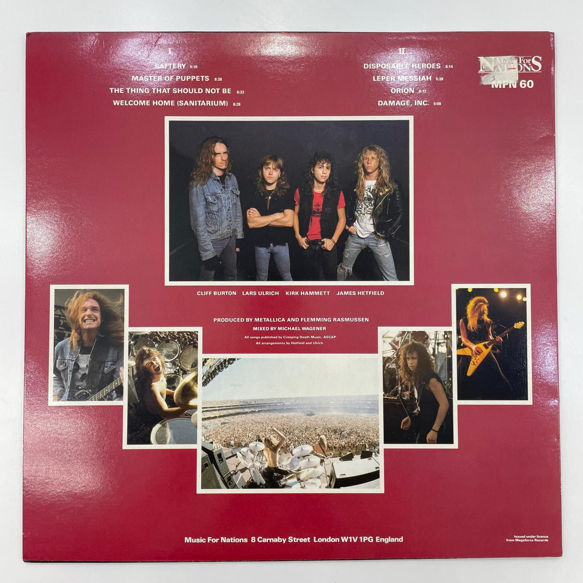 【尾張小牧店】LP METALLICA メタリカ MASTER OF PUPPETS 1986年UKオリジナル最初期盤 MFN60/RR9717 当時モノ幻の1986ツアー告知・注文用紙付属【レトロ】