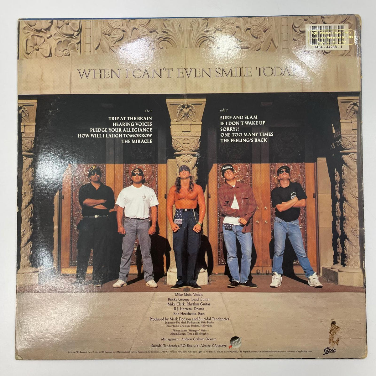 【尾張小牧店】LP SUICIDAL TENDENCIES スイサイダル・テンデンシーズ　HOW WILL I LAUGH TOMORROW US盤 E 44288 BL44288 見本盤（ゴールドスタンプ）【レトロ】【中古】
