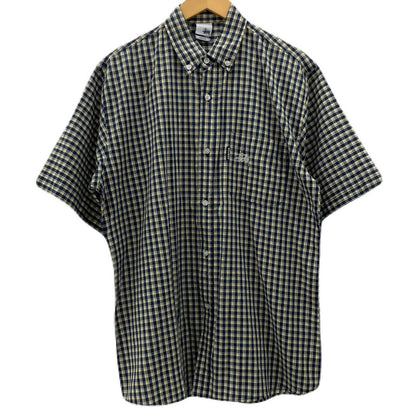 【中古】STUSSY | ステューシー 00's　USA製　チェック柄　半袖シャツ ネイビー×グリーン×イエロー サイズ：L【尾張小牧店】