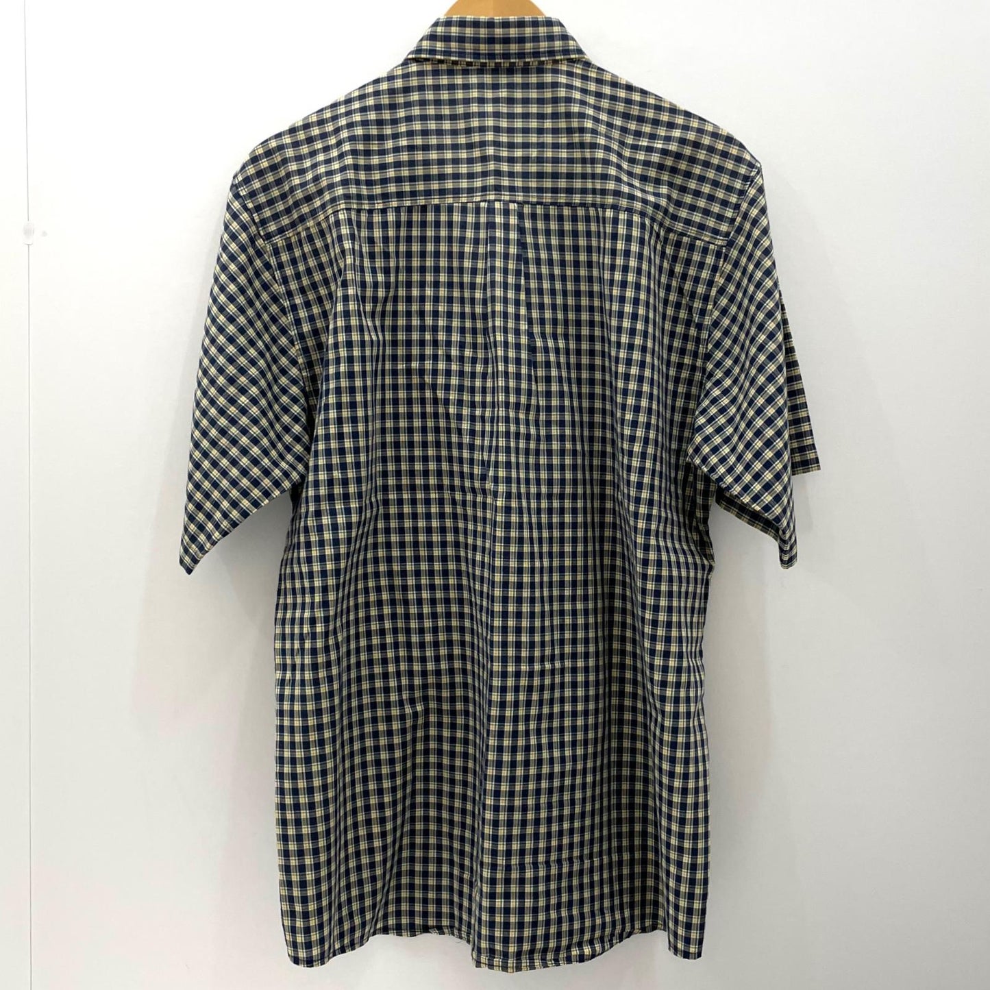 【中古】STUSSY | ステューシー 00's　USA製　チェック柄　半袖シャツ ネイビー×グリーン×イエロー サイズ：L【尾張小牧店】