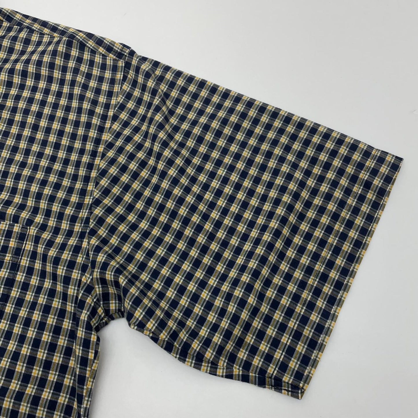 【中古】STUSSY | ステューシー 00's　USA製　チェック柄　半袖シャツ ネイビー×グリーン×イエロー サイズ：L【尾張小牧店】