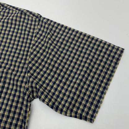 【中古】STUSSY | ステューシー 00's　USA製　チェック柄　半袖シャツ ネイビー×グリーン×イエロー サイズ：L【尾張小牧店】