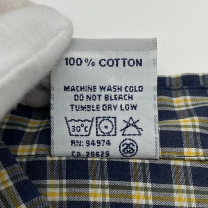 【中古】STUSSY | ステューシー 00's　USA製　チェック柄　半袖シャツ ネイビー×グリーン×イエロー サイズ：L【尾張小牧店】