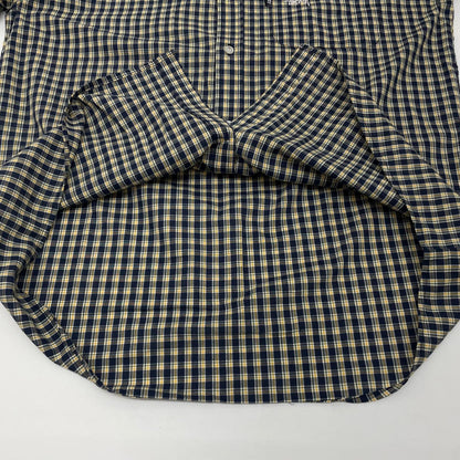 【中古】STUSSY | ステューシー 00's　USA製　チェック柄　半袖シャツ ネイビー×グリーン×イエロー サイズ：L【尾張小牧店】